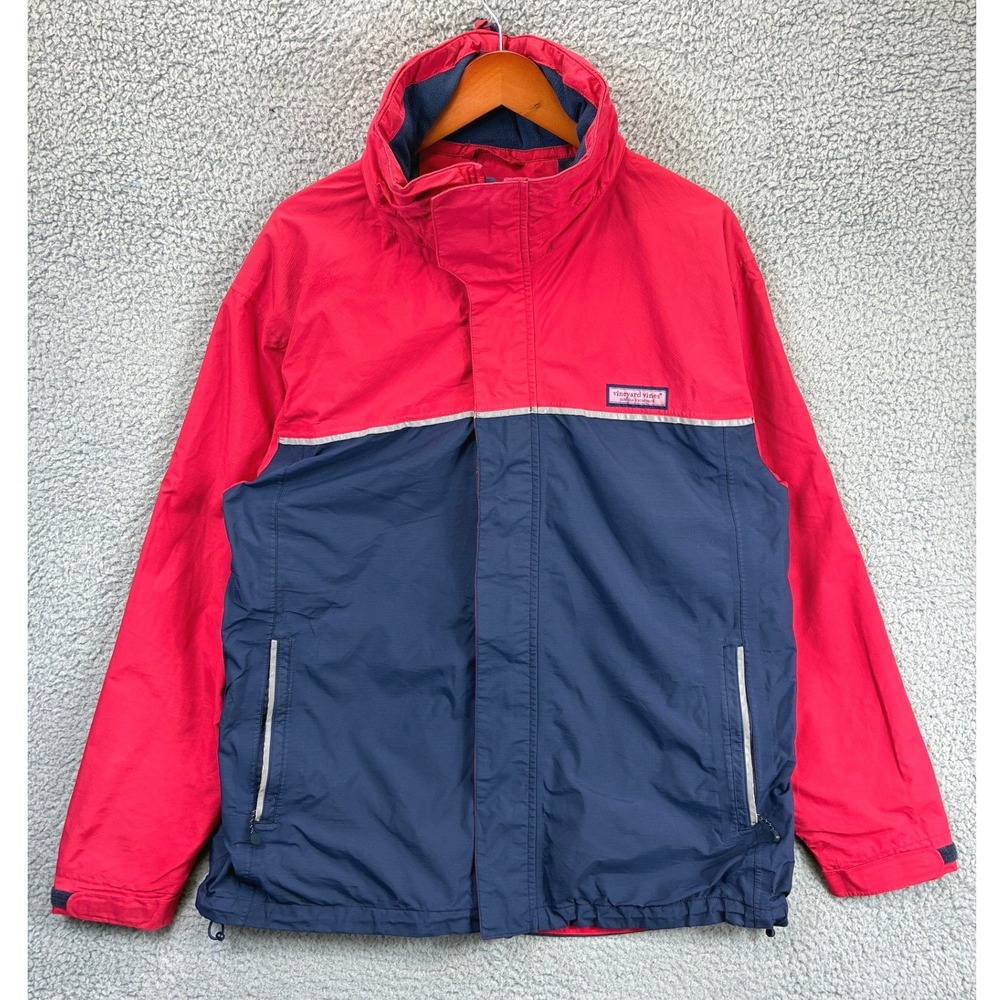 Vineyard Vines Sailing Jacket Mens XL Red Colorblock Mesh Lined Windbreaker